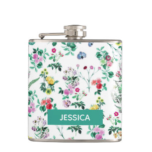 Flasques Modèle floral de ressort clair personnalisé