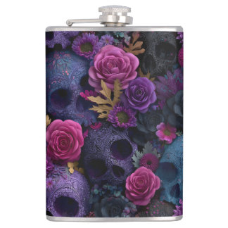 Flasques Modèle sans couture de crâne floral gothique foncé
