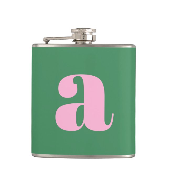 Flasques Modern Monogram Initial Letter Pink Green Wedding (Devant)