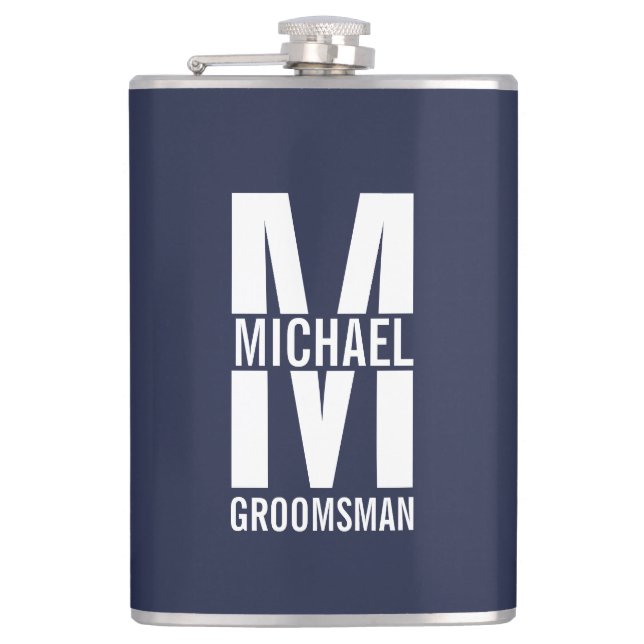 Flasques Modern Personalized Groomsmen Monogram and Name (Devant)