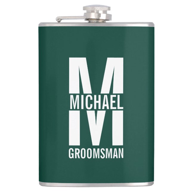 Flasques Modern Personalized Groomsmen Monogram and Name (Devant)