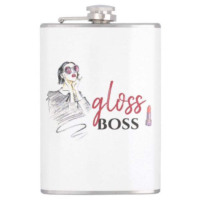 Flasques Moderne brillant Boss Girl Black Red Funny World A (Devant)