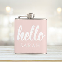 Moderne Minimal Pastel Rose Bonjour Et Vous Nom