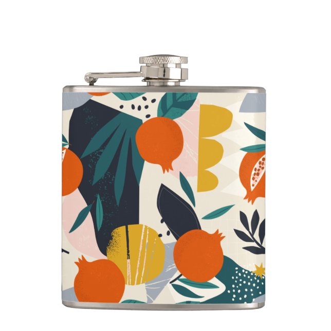 Flasques Moderne tendance Preppy Chic Apricot et Feuille (Devant)
