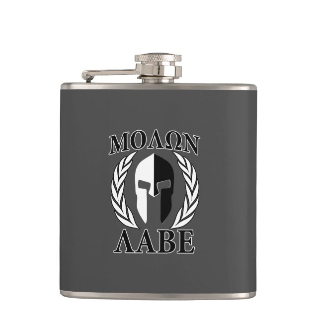 Flasques Molon Labe Spartan Casque Laurels Noir (Devant)