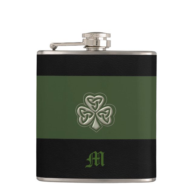 Flasques Monogram Elegant tendance shamrock irlandais chanc (Devant)