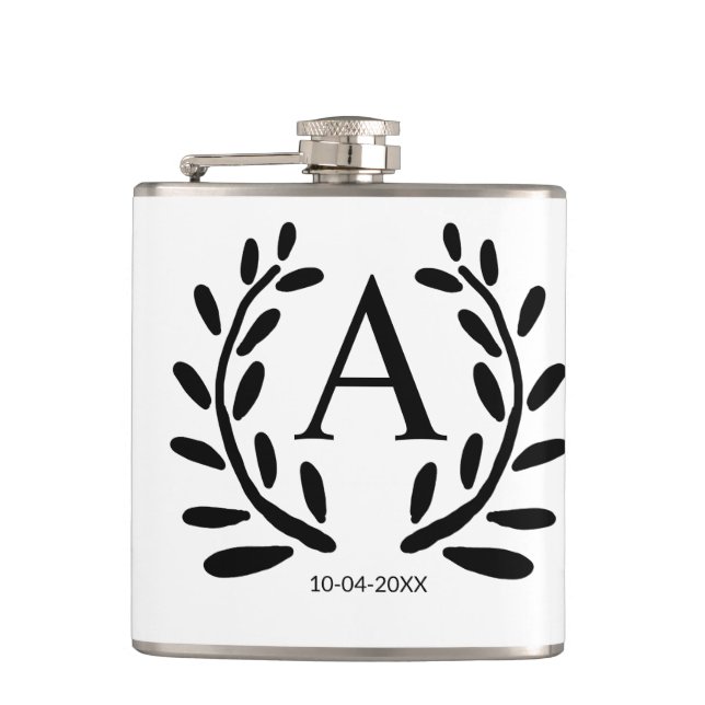 FLASQUES MONOGRAM GROOMSMAN AJOUTER ANNÉE DATE NOM DONS (Devant)