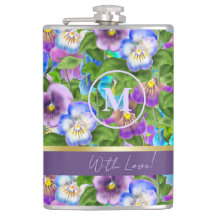 Monogramme Anniversaire Pansy Violet Fleurs Aquare