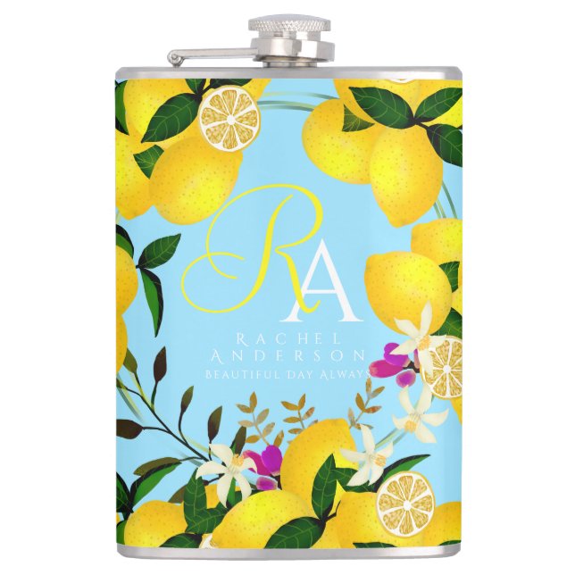 Flasques Monogramme citron bleu (Devant)