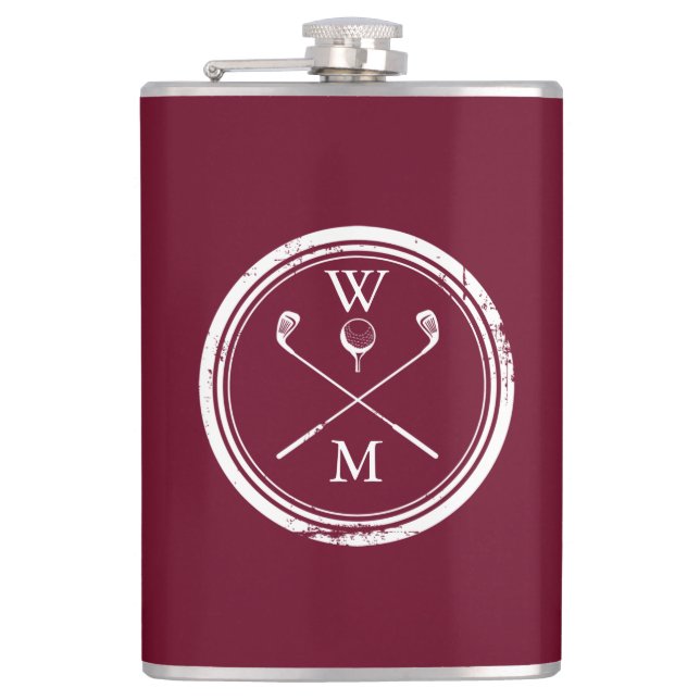 Flasques Monogramme de Bourgogne personnalisé Golf (Devant)