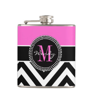 Flasques Monogramme de Chevron de roses indien et de noir
