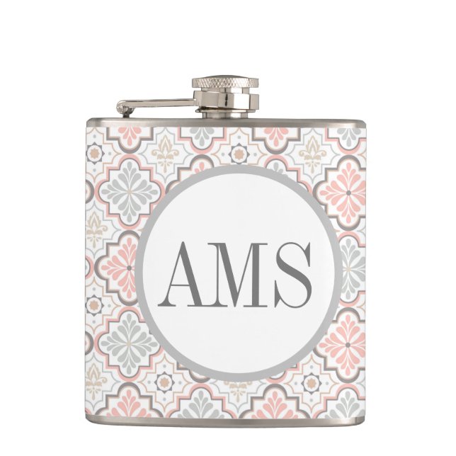 Flasques Monogramme de fleurs marocaines Personnalisé (Devant)