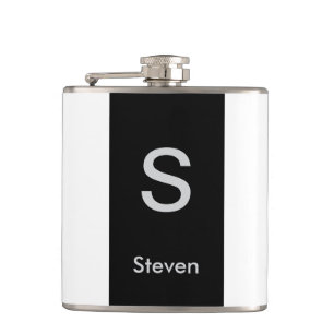 Flasques Monogramme deux tons moderne noir et blanc