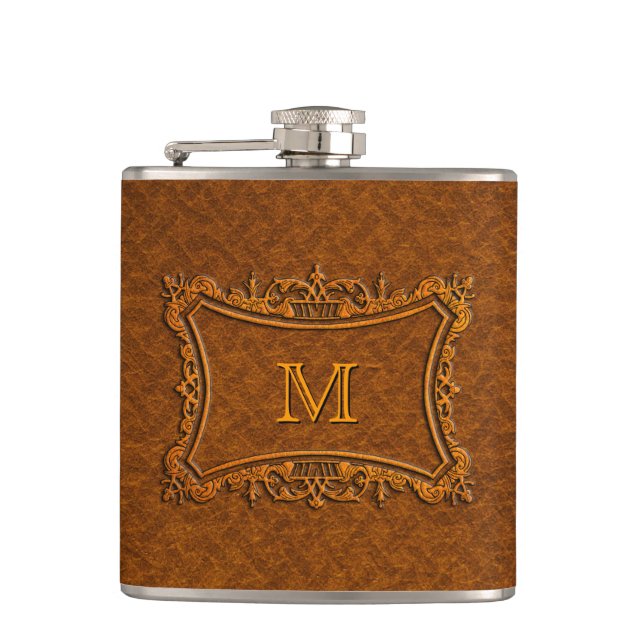 Flasques Monogramme en cuir personnalisable (Devant)
