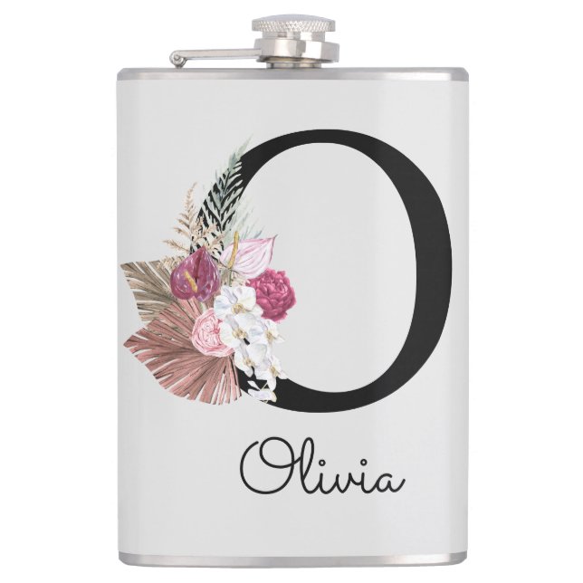 Flasques Monogramme Fleur Rose Initiale O (Devant)