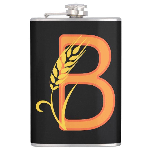 Flasques monogramme floral B lettre majuscule (Devant)