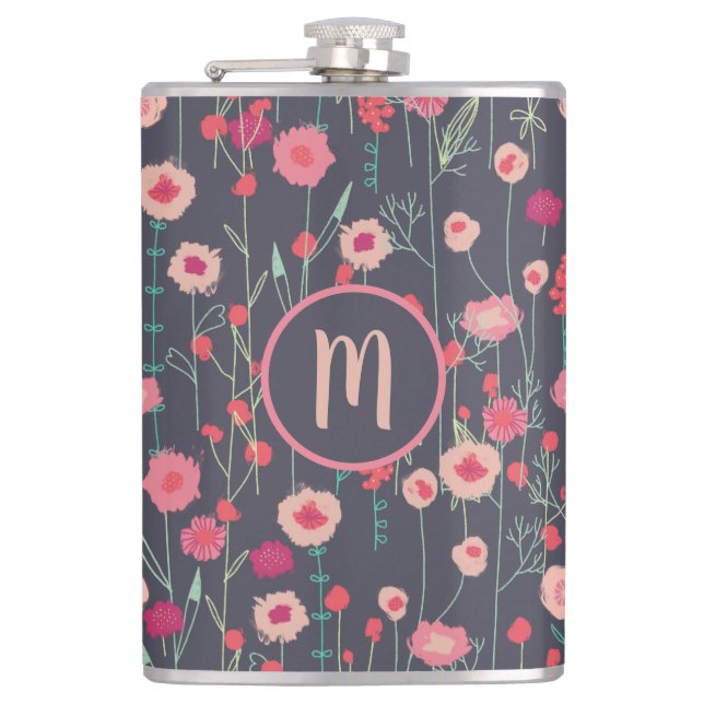 Flasques Monogramme floral foncé (Devant)