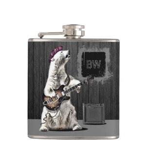 Flasques Monogramme Funny Punk Rock Guitare Ours Musicien H