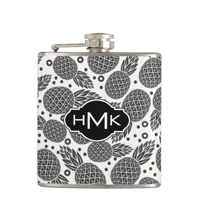Flasques Monogramme monochrome des ananas | (Devant)
