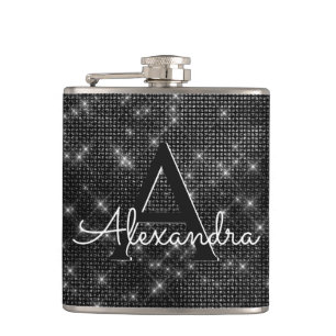 Flasques Monogramme noir et blanc et initiale