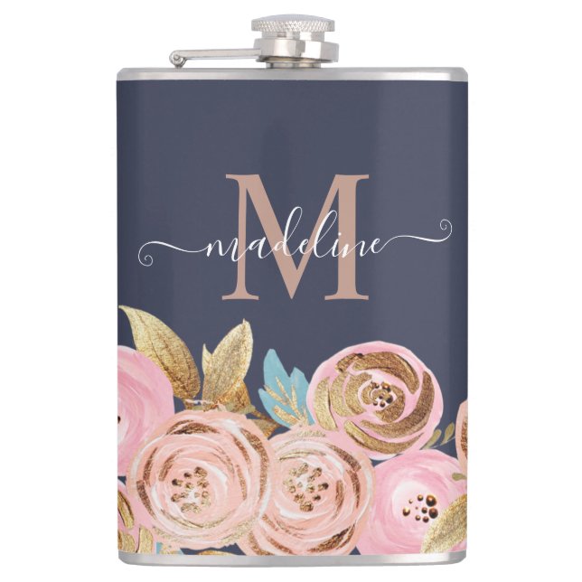 Flasques Monogramme Parties scintillant rose Fille Glam Par (Devant)