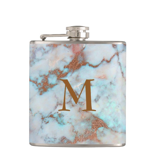 Flasques Monogramme Pastel Tons Marbre Pierre (Devant)