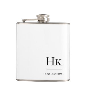 Flasques Monogramme Personnalisé Blanc Monogramme