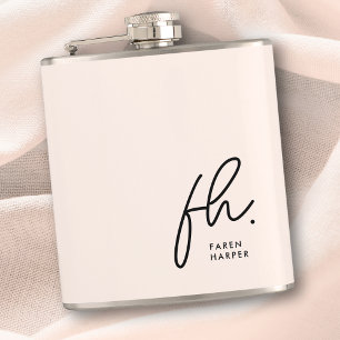 Flasques Monogramme Personnalisé Blush Pink Chic Bacheloret