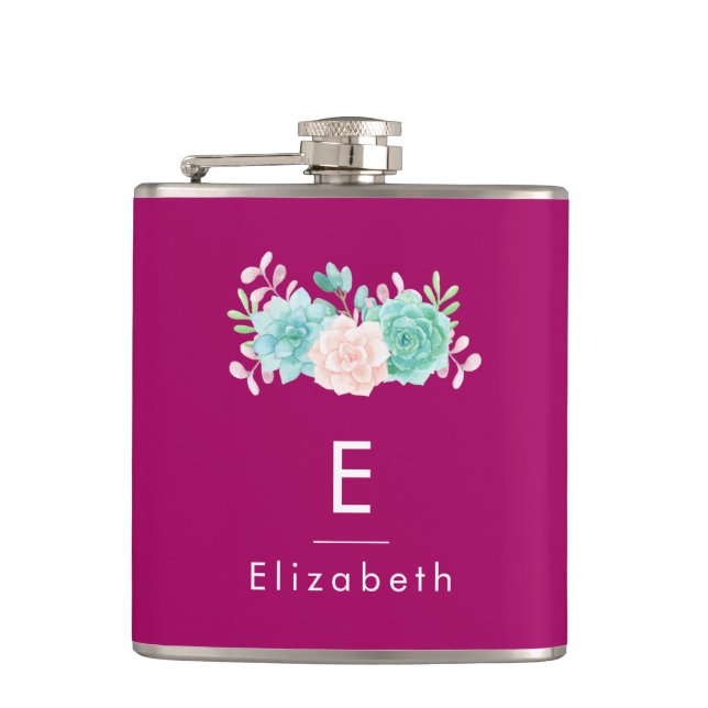 Flasques Monogramme rose et vert (Devant)