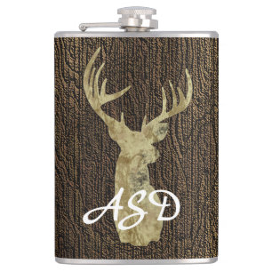 Flasques Monogramme rustique de chasse aux cerfs de Buck