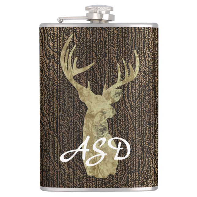 Flasques Monogramme rustique de chasse aux cerfs de Buck (Devant)