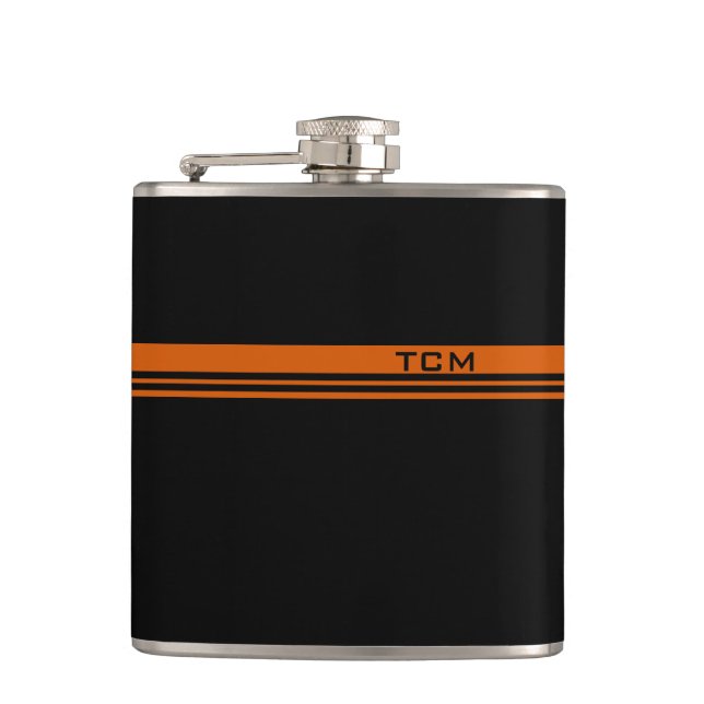 Flasques Monogramme simple en orange et noir (Devant)