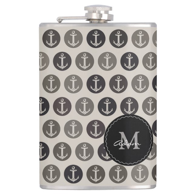 Flasques Monogramme sur le motif d'Ancres (Devant)