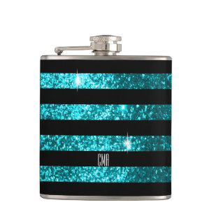 Flasques Monogramme turquoise des rayures do-it-yourself