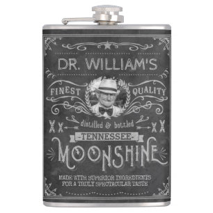 Flasques Moonshine Vintage Hillbilly médecine Custom Grey