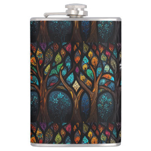 Flasques Mosaïque colorée verre tendu Arbre design effet