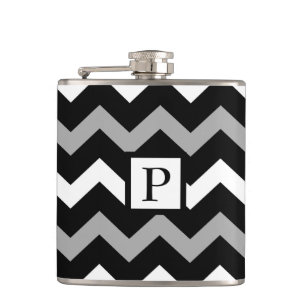 Flasques Motif à chevron noir blanc et gris
