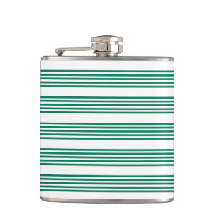 Flasques Motif à cinq bandes vert et blanc de la forêt