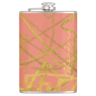 Flasques Motif Abstrait rose or chic