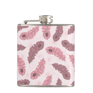 Flasques motif avec des plumes de paon