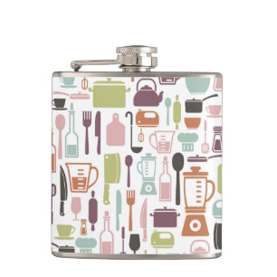 Flasques Motif avec les icônes colorées de cuisine