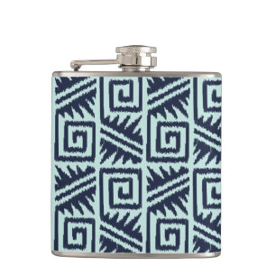 Flasques Motif Aztec Ikat - Indigo et Bleu Clair