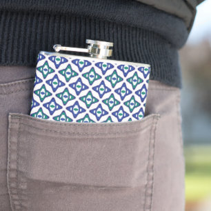 Flasques motif bleu et vert avec un arrière - plan blanc