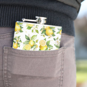 Flasques Motif citron, Fleurs de citron, Feuilles, Citrus