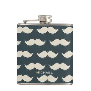 Flasques Motif classique de moustache sur noir personnalisé