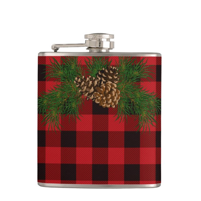 Flasques Motif classique rouge noir plaid pinecone (Devant)