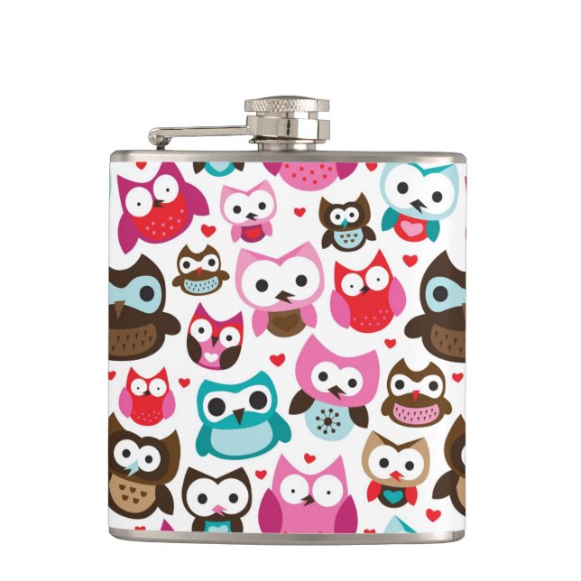 Flasques motif coloré de hibou (Devant)