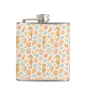 Flasques Motif d'aquarelle des coquillages et des hippocamp