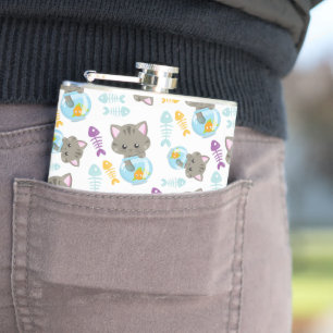 Flasques Motif De Chats, Chats Mignons, Chatons, Poisson