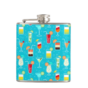 Flasques Motif de cocktail sur l'arrière - plan turquoise